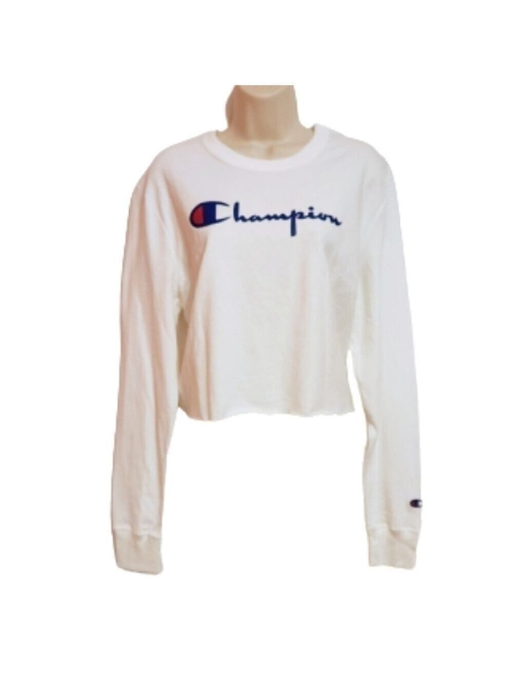 Champion White Knit Cropped Pullover Top Medium